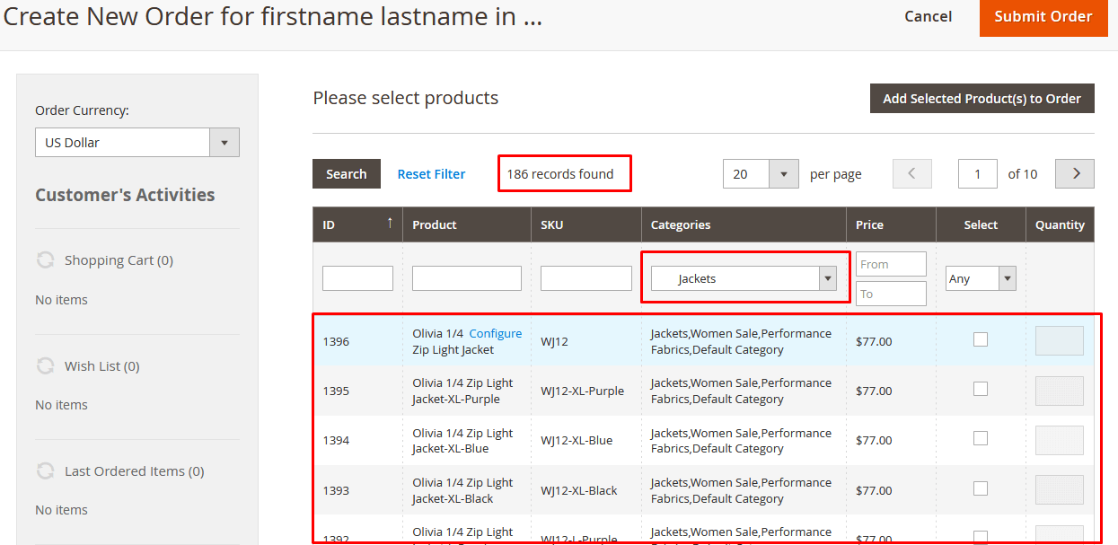 Product Category Filter Results
